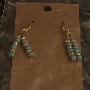 Blue gold beaded earrings